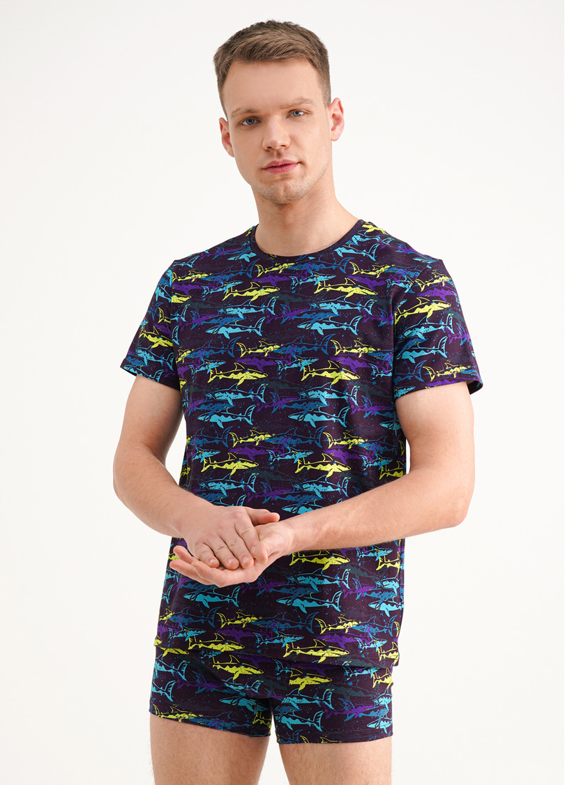 Чоловіча футболка з принтом Adam print 49/409/010 purple/shark (фіолетовий)