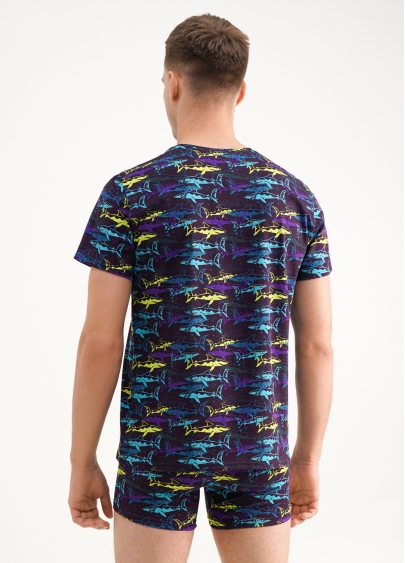 Чоловіча футболка з принтом Adam print 49/409/010 purple/shark (фіолетовий)