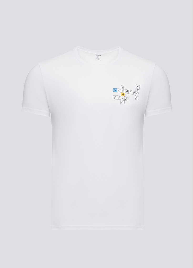 Чоловіча футболка з принтом "Love. Ukraine. Brave. Free." Adam print 49/409/010 white/crossword (білий)