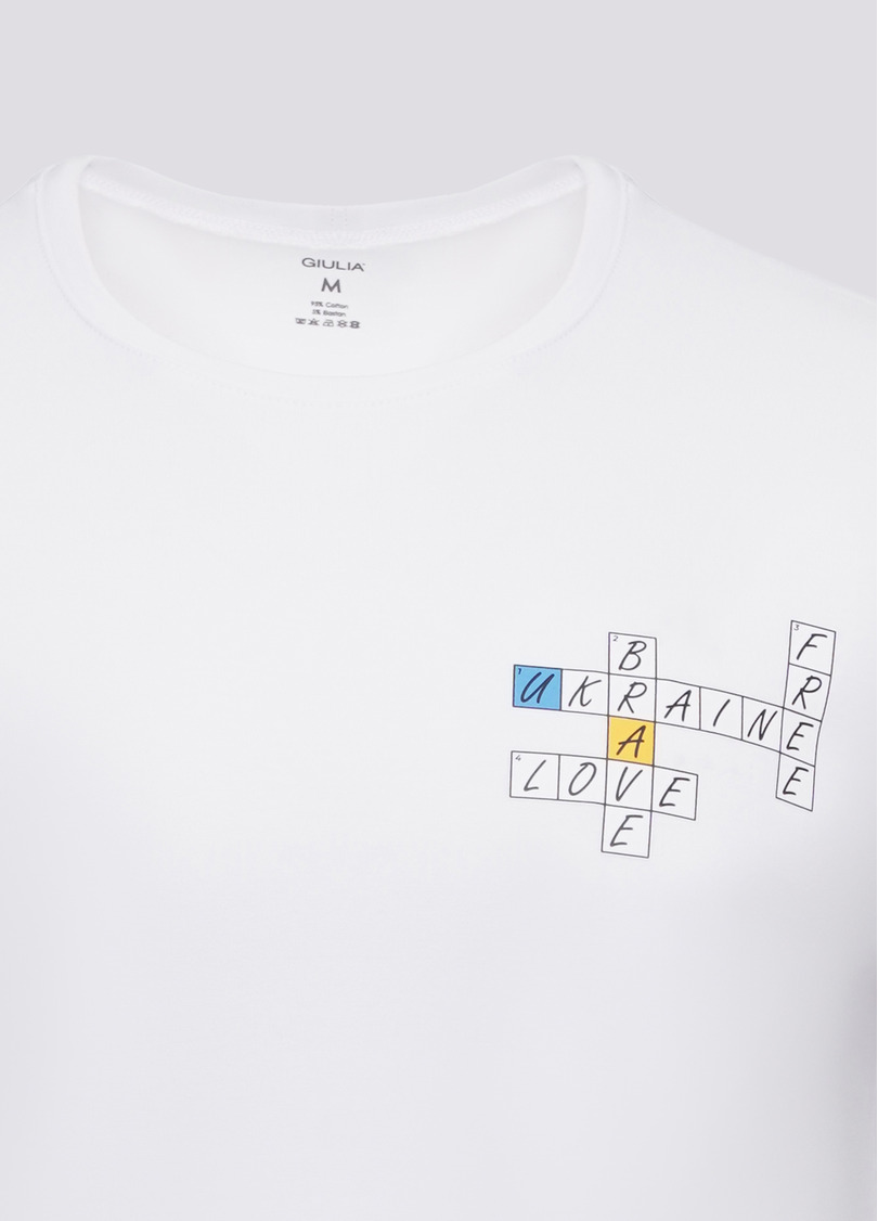 Чоловіча футболка з принтом "Love. Ukraine. Brave. Free." Adam print 49/409/010 white/crossword (білий)