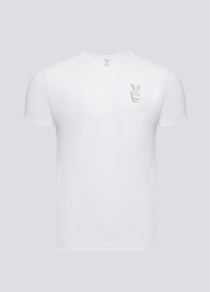 Мужская футболка с принтом "Украина" Adam print 49/409/010 white/hand (белый)