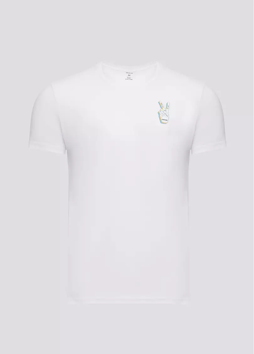 Мужская футболка с принтом "Украина" Adam print 49/409/010 white/hand (белый)