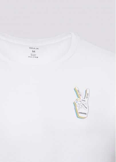 Чоловіча футболка з принтом "Україна" Adam print 49/409/010 white/hand (білий)