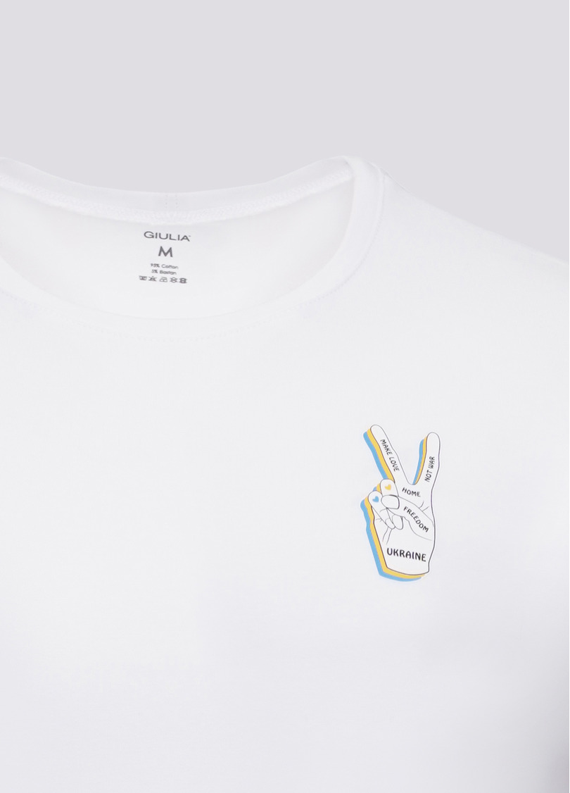 Мужская футболка с принтом "Украина" Adam print 49/409/010 white/hand (белый)