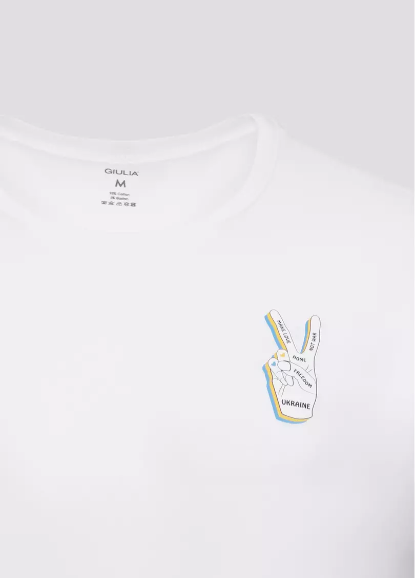 Мужская футболка с принтом "Украина" Adam print 49/409/010 white/hand (белый)