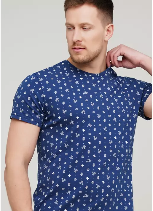 Мужская футболка с принтом Adam print 49/409/010 cactus (синий)