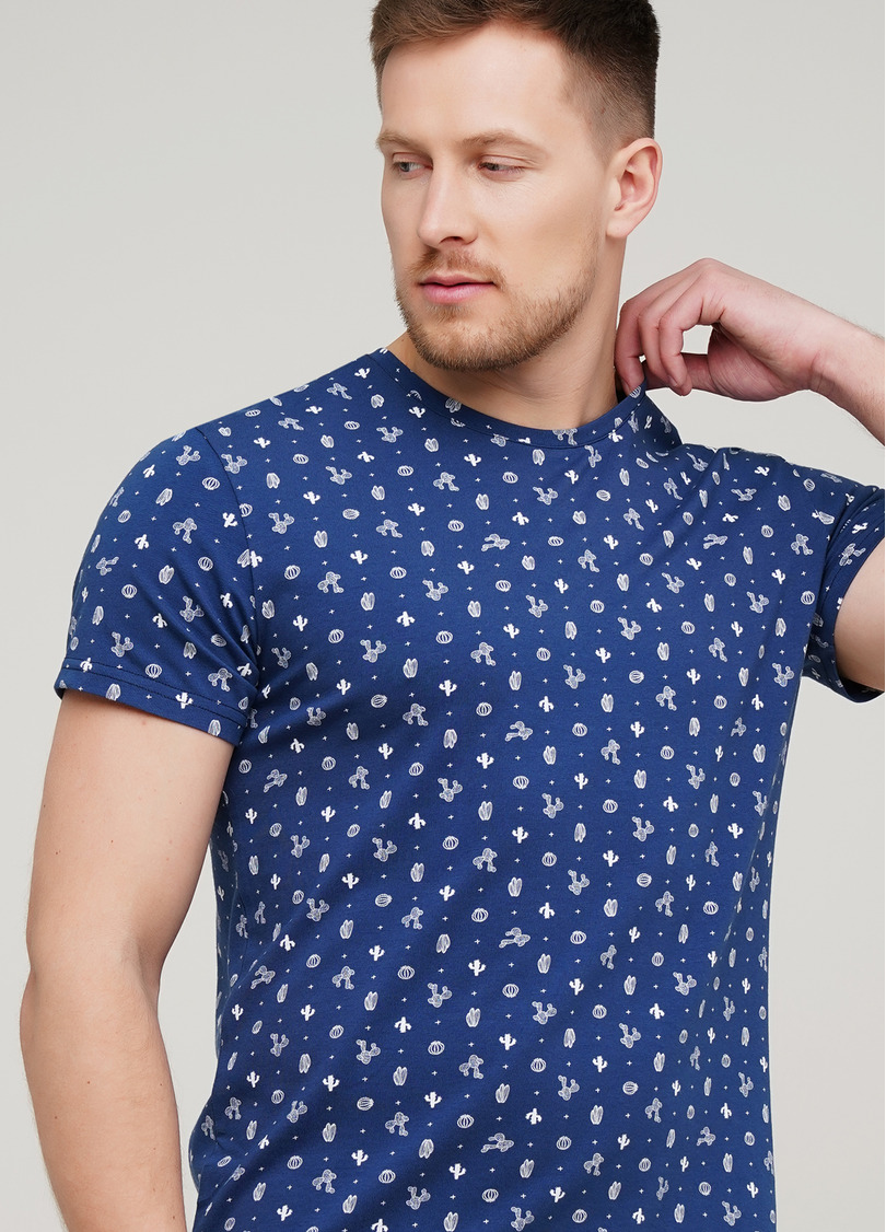 Мужская футболка с принтом Adam print 49/409/010 cactus (синий)