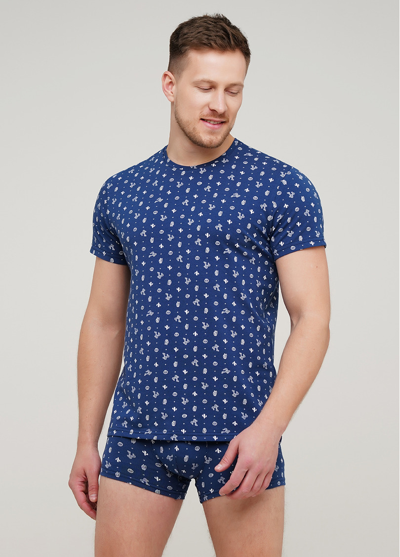 Мужская футболка с принтом Adam print 49/409/010 cactus (синий)