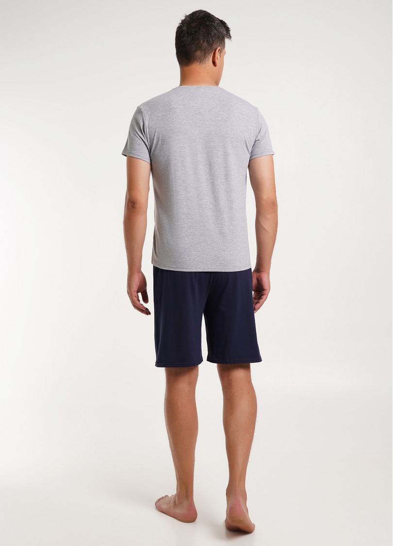 Чоловіча піжама з бавовни COMFORT LIFE 9601/010 grey melange/navy (сірий/синій)