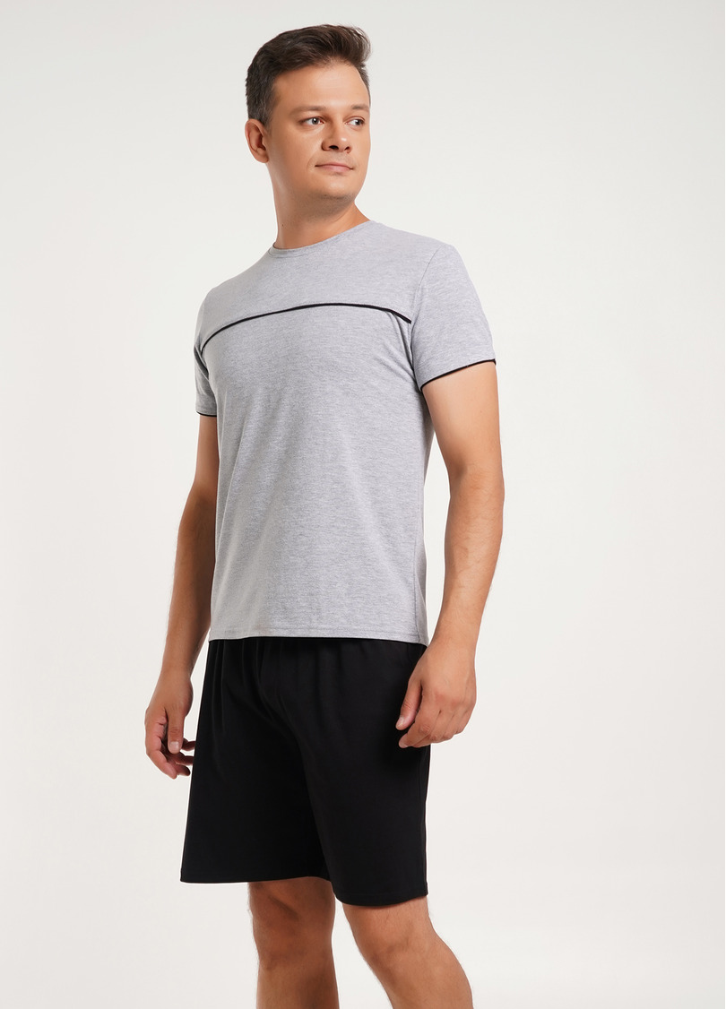 Чоловіча піжама бавовняна COMFORT LIFE 9602/010 grey melange/black (сірий/чорний)