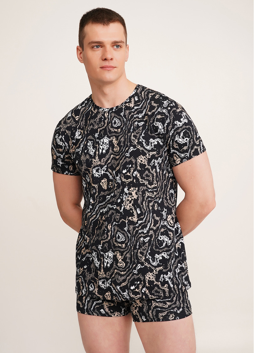 Футболка чоловіча з принтом COUNTRY PRINT 4601/010 abstract print (чорний)