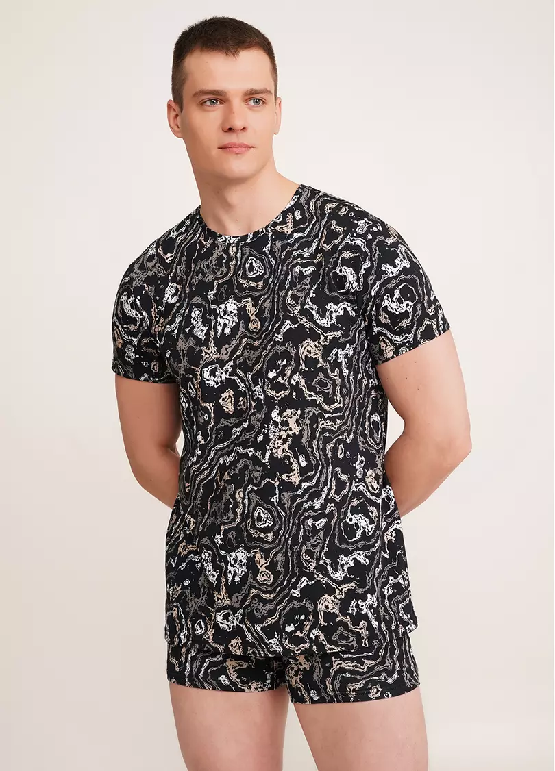 Футболка чоловіча з принтом COUNTRY PRINT 4601/010 abstract print (чорний)