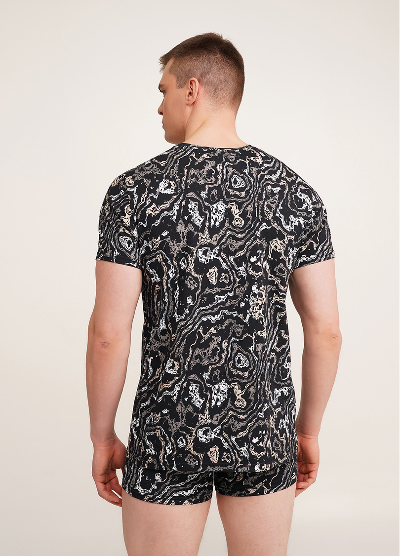 Футболка чоловіча з принтом COUNTRY PRINT 4601/010 abstract print (чорний)