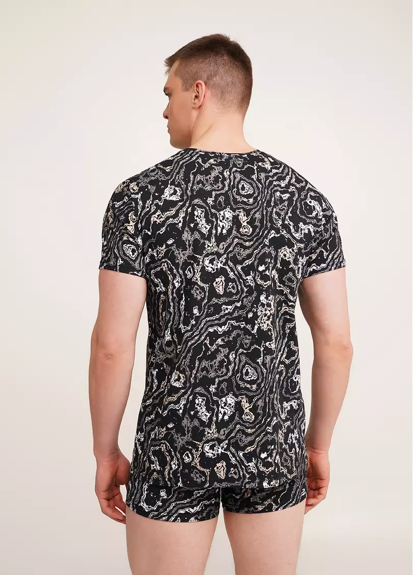 Футболка чоловіча з принтом COUNTRY PRINT 4601/010 abstract print (чорний)