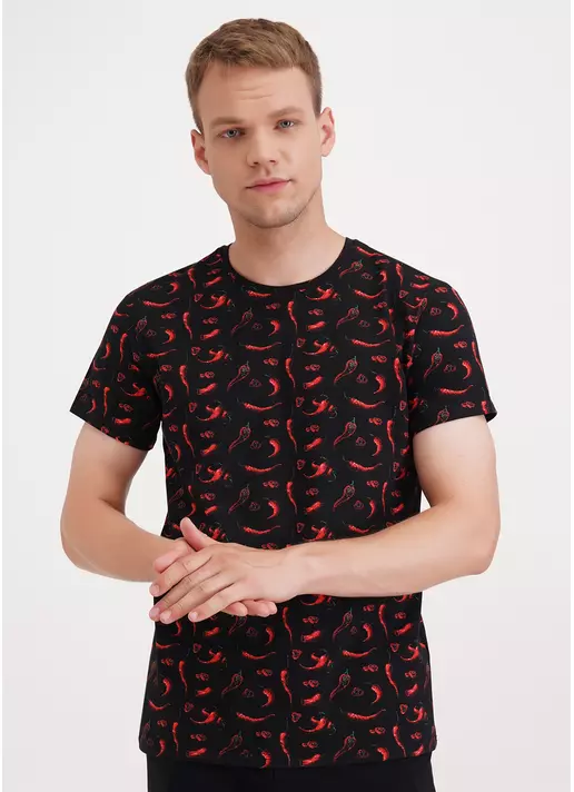 Футболка мужская с принтом острые перцы COUNTRY PRINT 4601/010 black/peppers (черный)