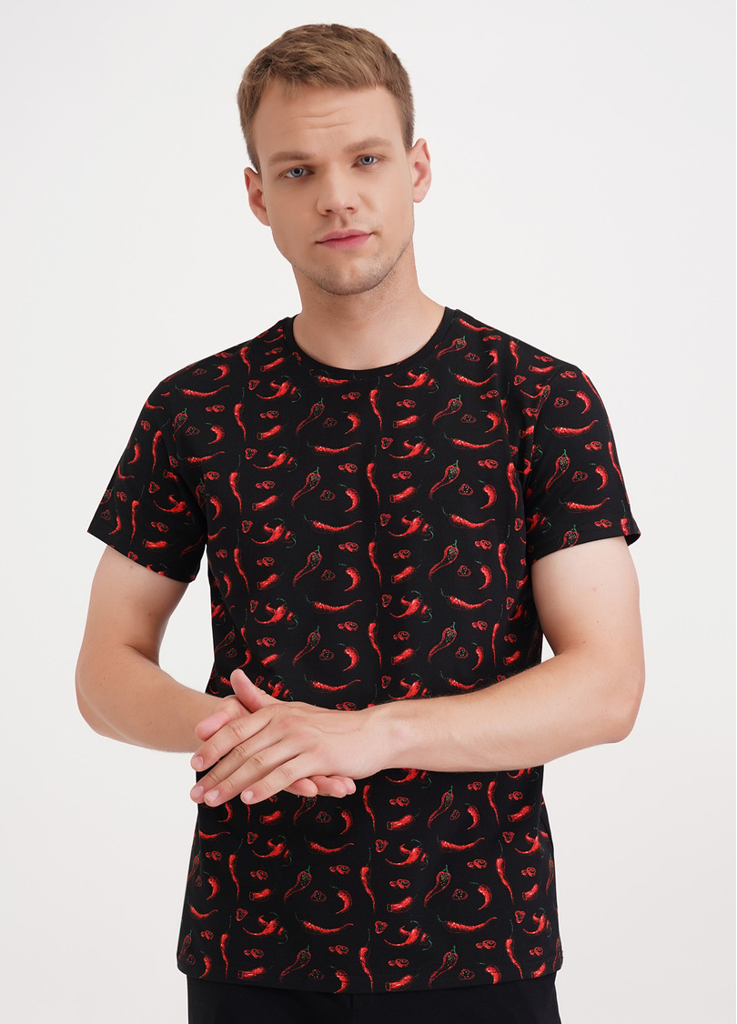 Футболка чоловіча з принтом гострі перці COUNTRY PRINT 4601/010 black/peppers (чорний)