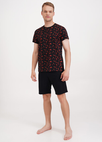 Футболка мужская с принтом острые перцы COUNTRY PRINT 4601/010 black/peppers (черный)