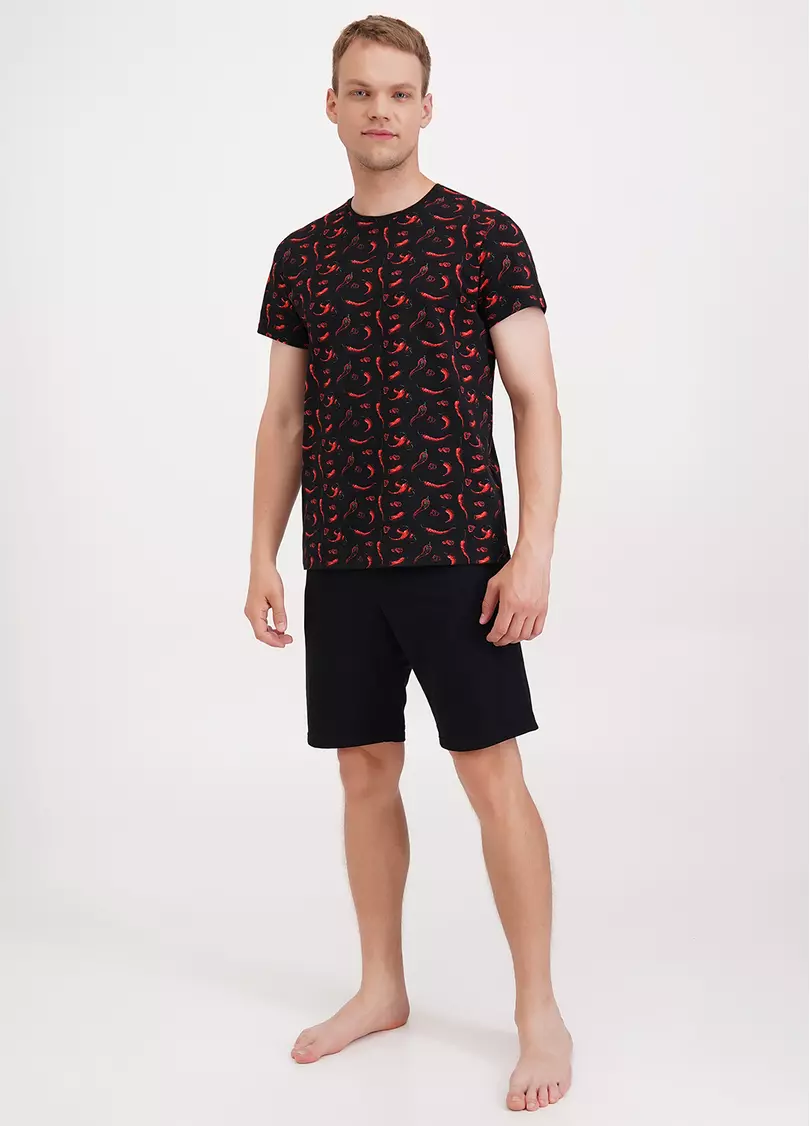 Футболка чоловіча з принтом гострі перці COUNTRY PRINT 4601/010 black/peppers (чорний)