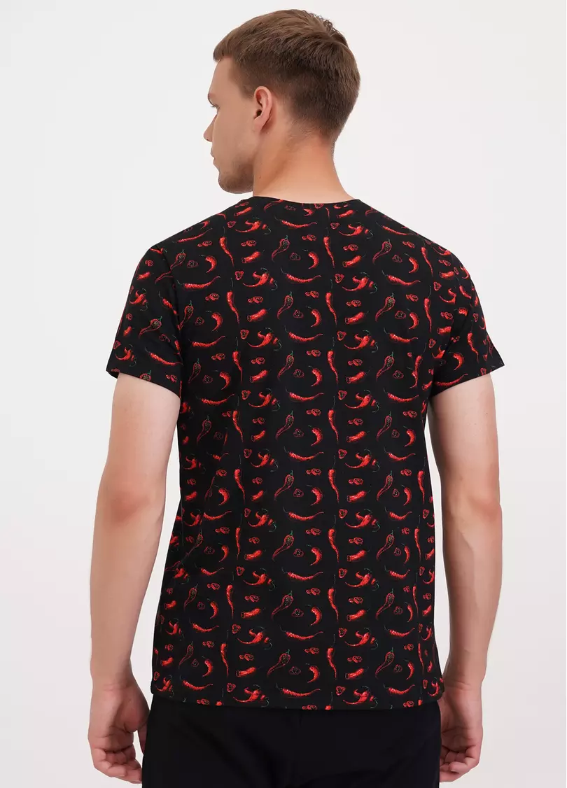 Футболка чоловіча з принтом гострі перці COUNTRY PRINT 4601/010 black/peppers (чорний)