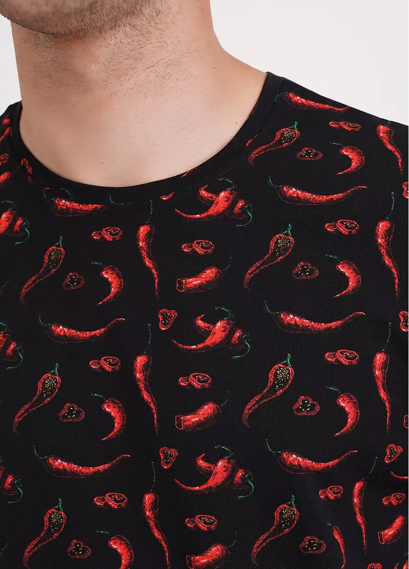 Футболка чоловіча з принтом гострі перці COUNTRY PRINT 4601/010 black/peppers (чорний)