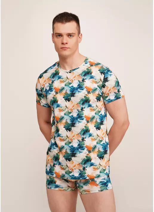 Футболка мужская с принтом COUNTRY PRINT 4601/010 watercolor pattern (голубой)