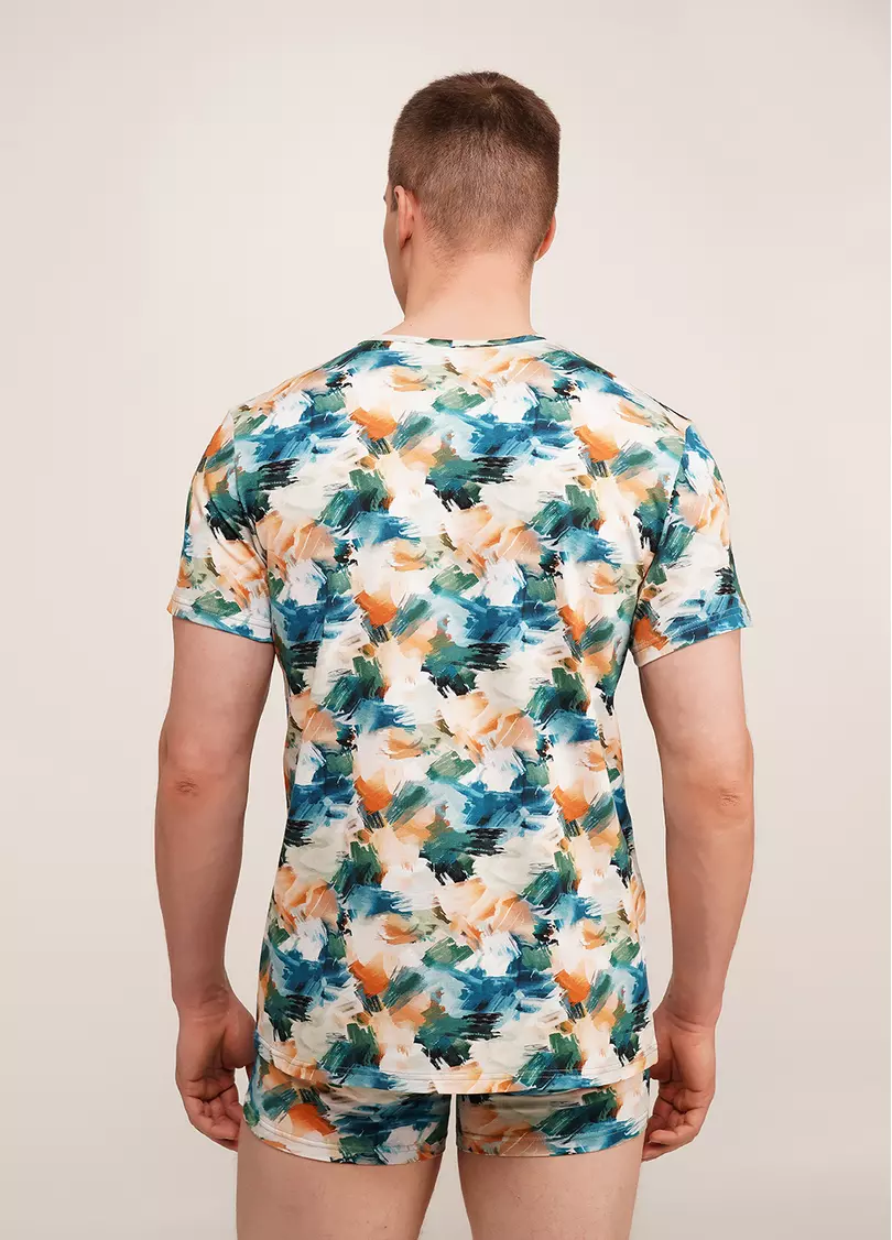 Футболка мужская с принтом COUNTRY PRINT 4601/010 watercolor pattern (голубой)