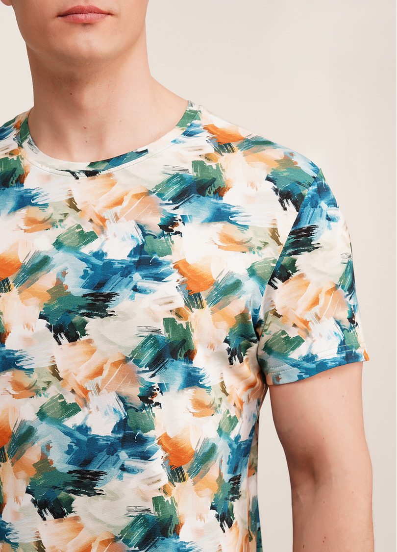 Футболка мужская с принтом COUNTRY PRINT 4601/010 watercolor pattern (голубой)