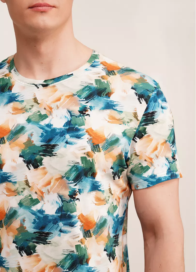 Футболка мужская с принтом COUNTRY PRINT 4601/010 watercolor pattern (голубой)