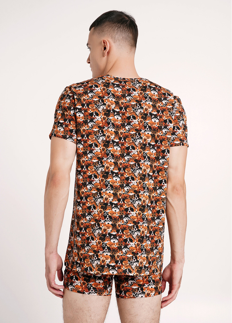 Футболка мужская в принт собачки FUNKY DOGS 4601/010 dog (оранжевый)