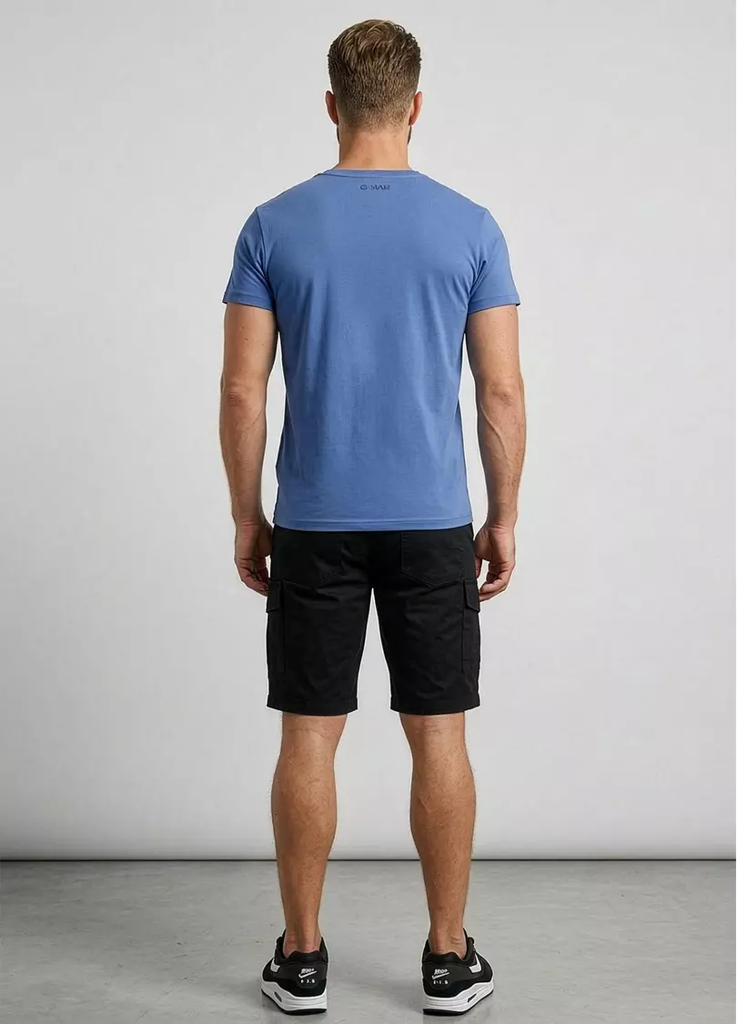 Чоловіча футболка з бавовни G-MAN 4601/010 bleached denim (блакитний)
