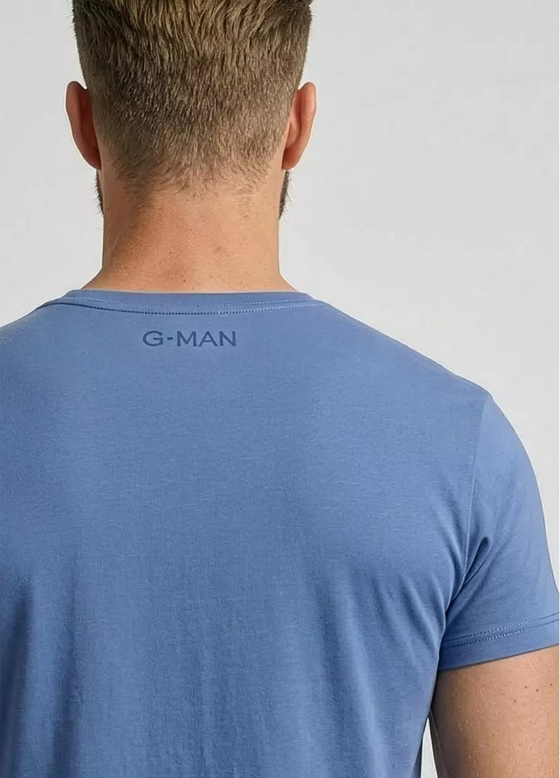 Чоловіча футболка з бавовни G-MAN 4601/010 bleached denim (блакитний)