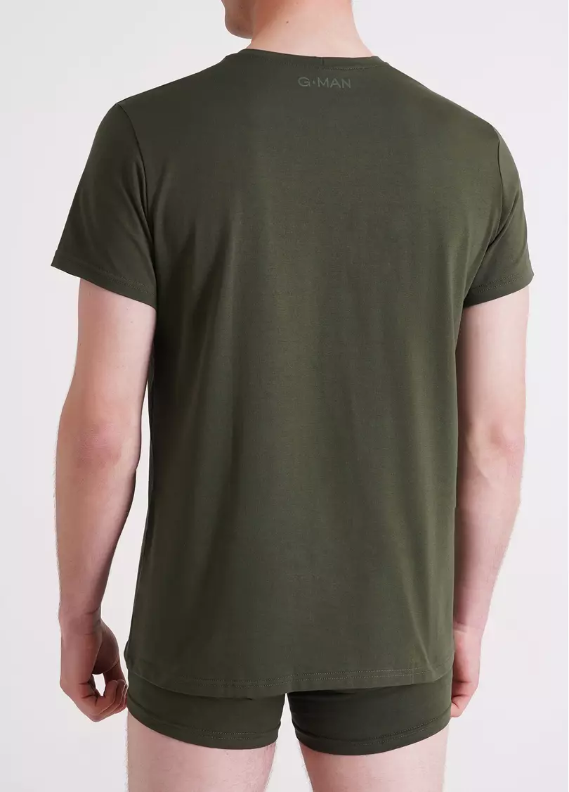 Мужская футболка из хлопка G-MAN 4601/010 light khaki (зеленый)