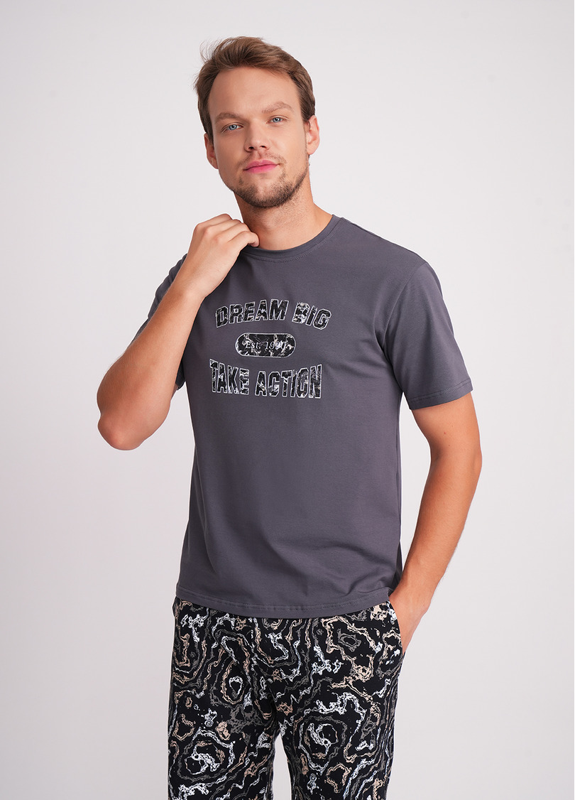 Чоловіча футболка з принтом STREET SEAL 4602/010 antracite/letter print (сірий)