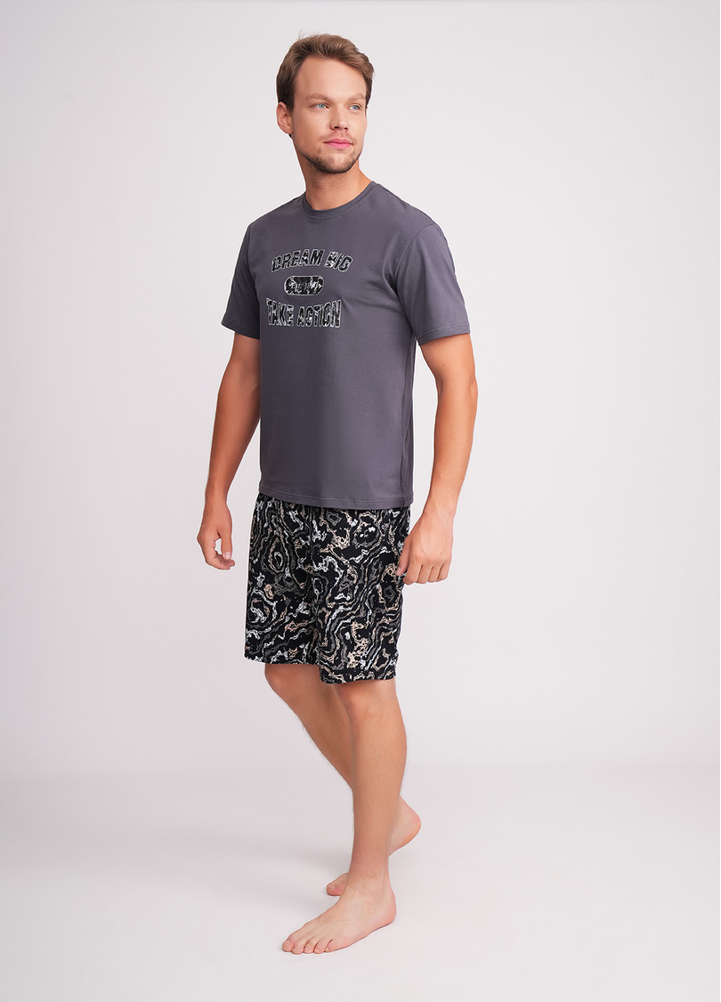 Чоловіча футболка з принтом STREET SEAL 4602/010 antracite/letter print (сірий)