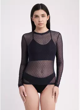 Лонгслів з сітки в горох AIR MESH 7001/070 midnight blue (синій) Лонгслів з сітки в горох AIR MESH 7001/070 midnight blue (синій)