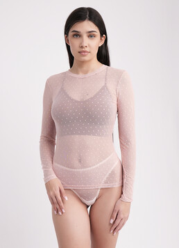 Лонгслив из сетки в горох AIR MESH 7001/070 pale pink (розовый)