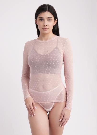 Лонгслив из сетки в горох AIR MESH 7001/070 pale pink (розовый)