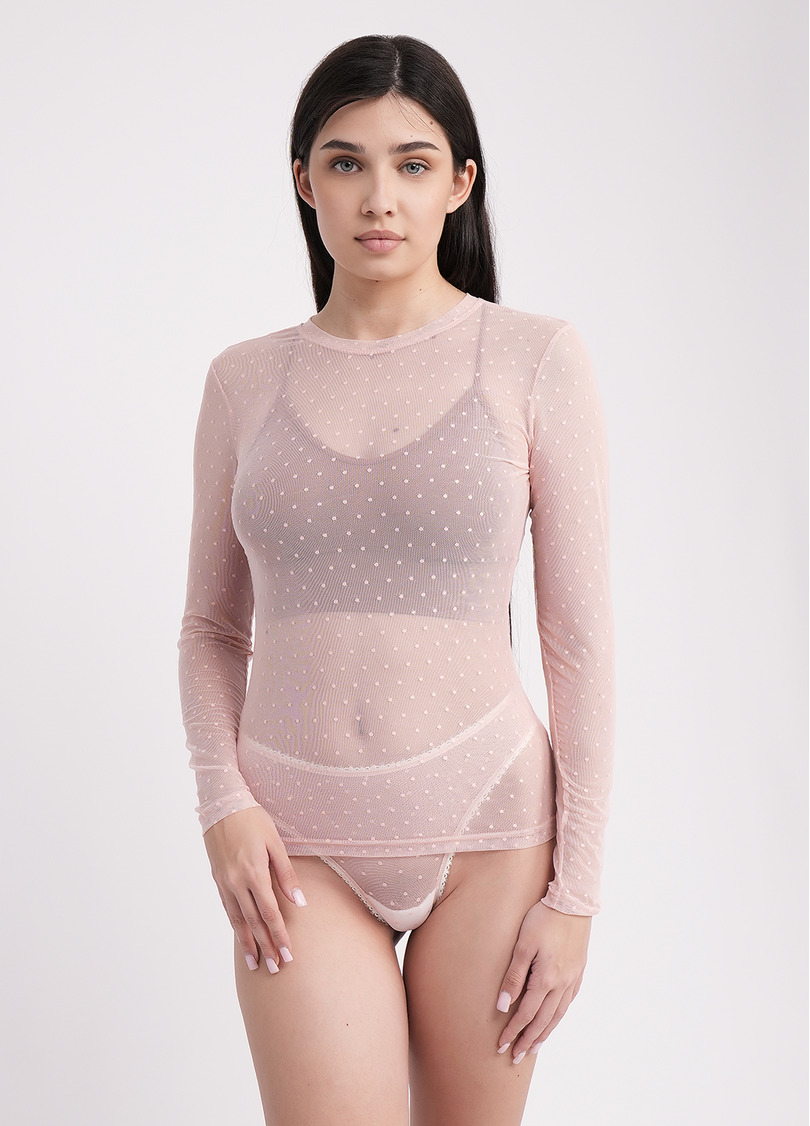 Лонгслів з сітки в горох AIR MESH 7001/070 pale pink (рожевий)