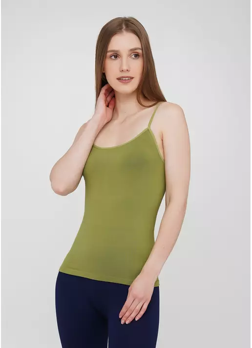 Майка на тонких бретелях безшовна CAMISOLE COLOR olive branch (зелений)