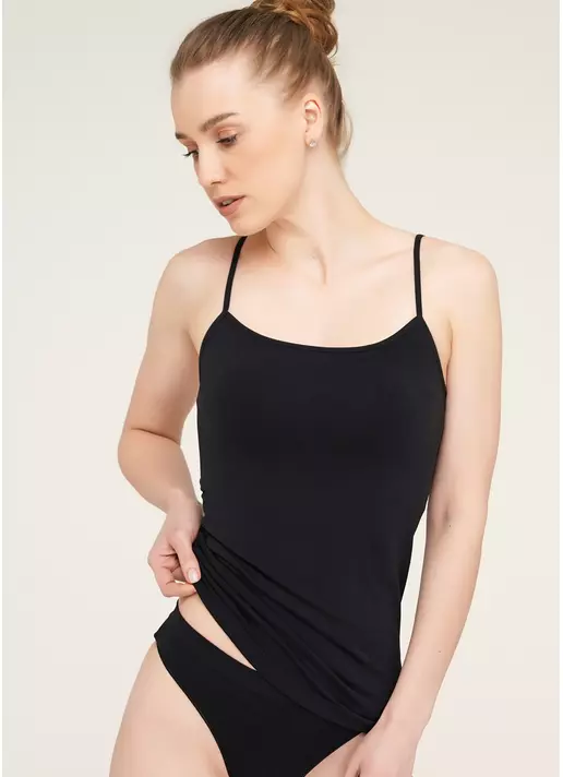 Безшовна майка на тонких бретелях CAMISOLE (чорний)