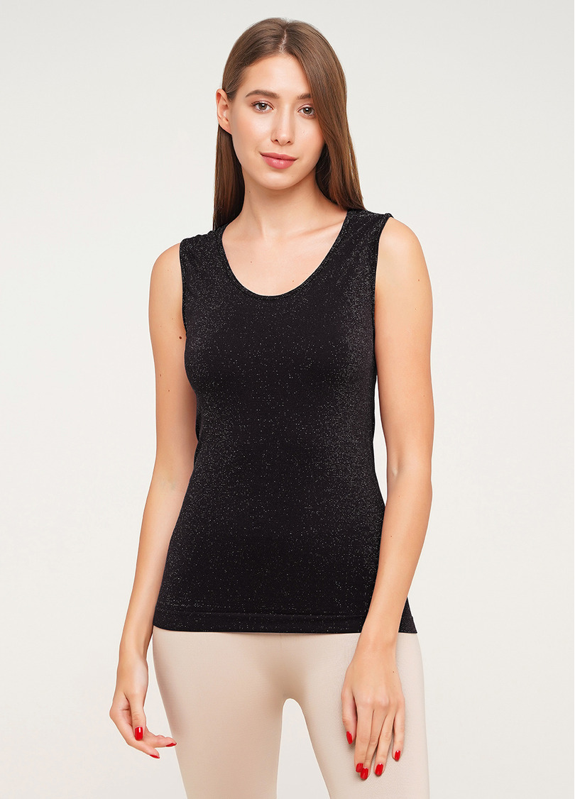 Безшовна майка жіноча з люрексом CANOTTA LUREX 01 nero (чорний)