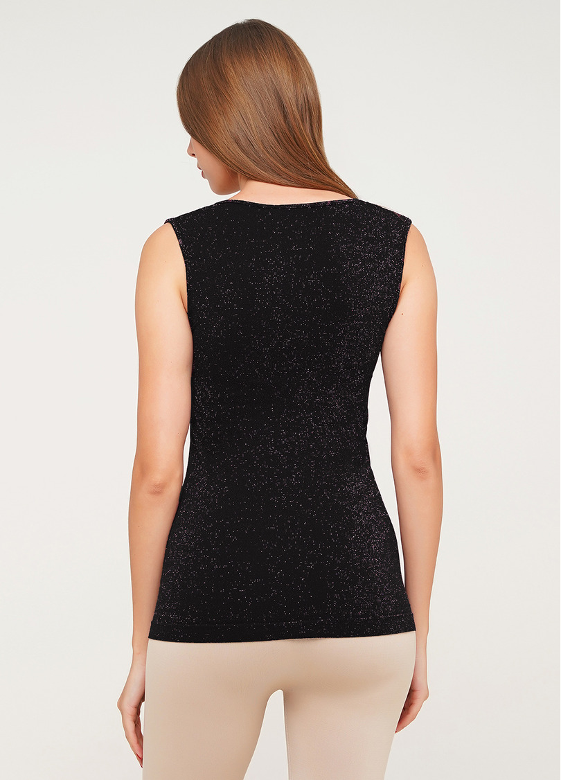 Безшовна майка жіноча з люрексом CANOTTA LUREX 01 nero (чорний)