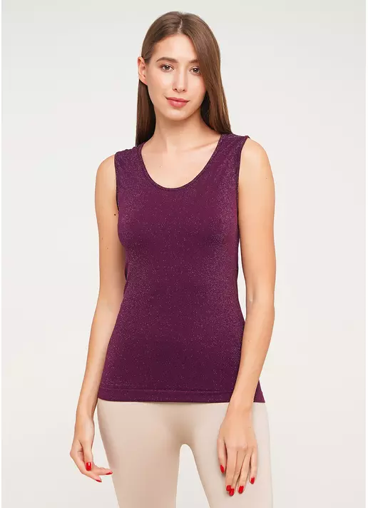 Бесшовная майка женская з люрексом CANOTTA LUREX 01 (темно-пурпурный)