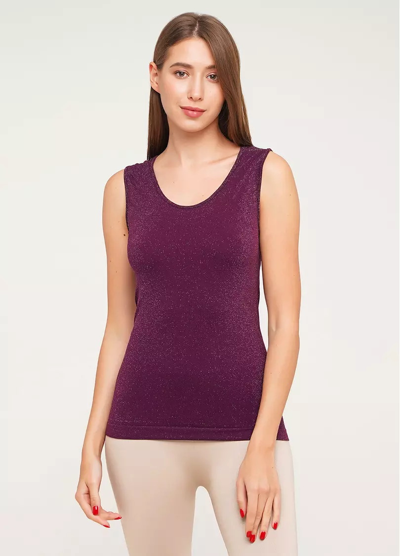 Бесшовная майка женская з люрексом CANOTTA LUREX 01 (темно-пурпурный)