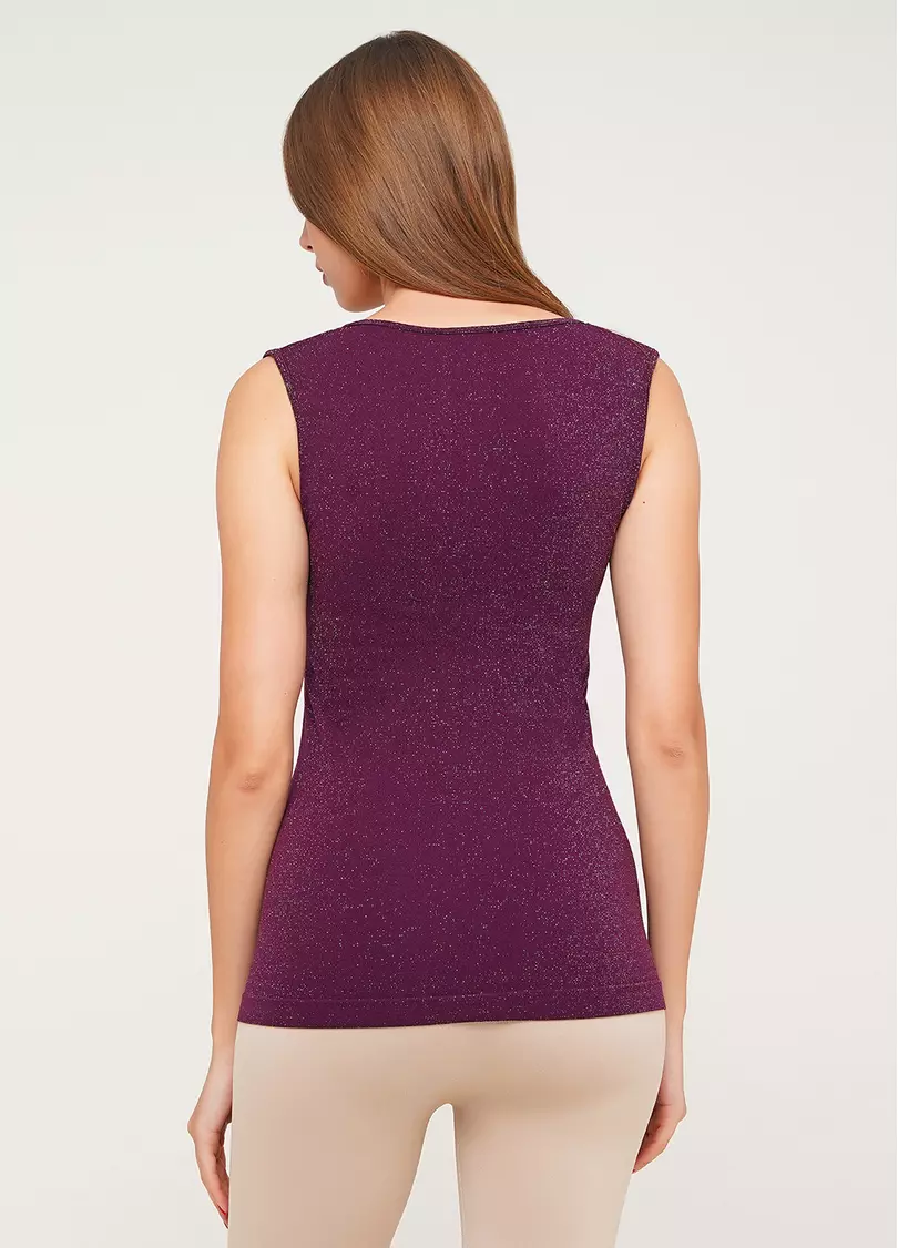 Бесшовная майка женская з люрексом CANOTTA LUREX 01 (темно-пурпурный)