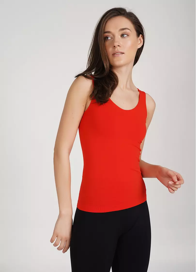 Женская майка CANOTTA SCOLLO TONDO flame scarlet (оранжевый)
