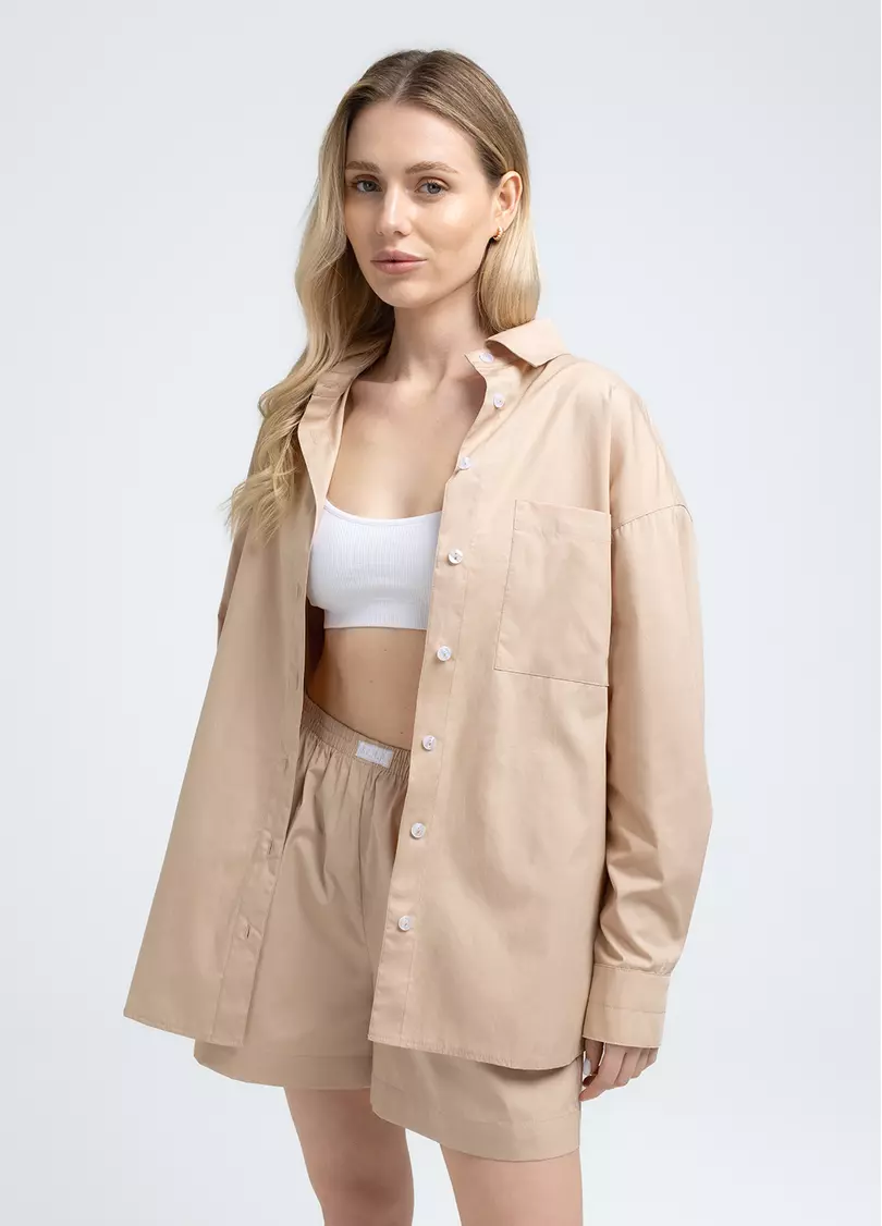 Бавовняна сорочка CITY FLOW 7701/010 beige (бежевий)