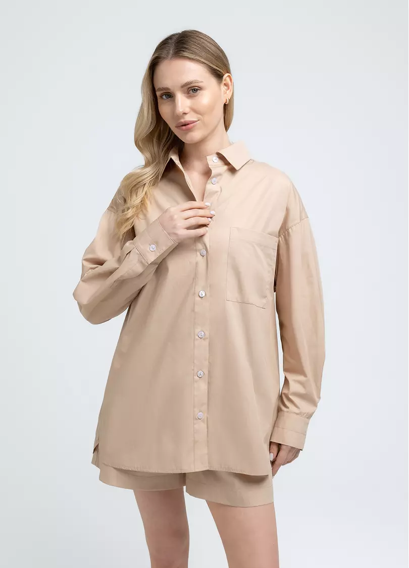 Бавовняна сорочка CITY FLOW 7701/010 beige (бежевий)