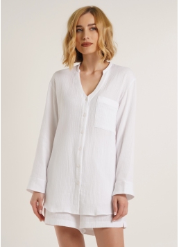 Удлиненная рубашка из муслина CRUISE 4503/010 white (белый)
