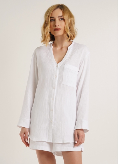 Удлиненная рубашка из муслина CRUISE 4503/010 white (белый)